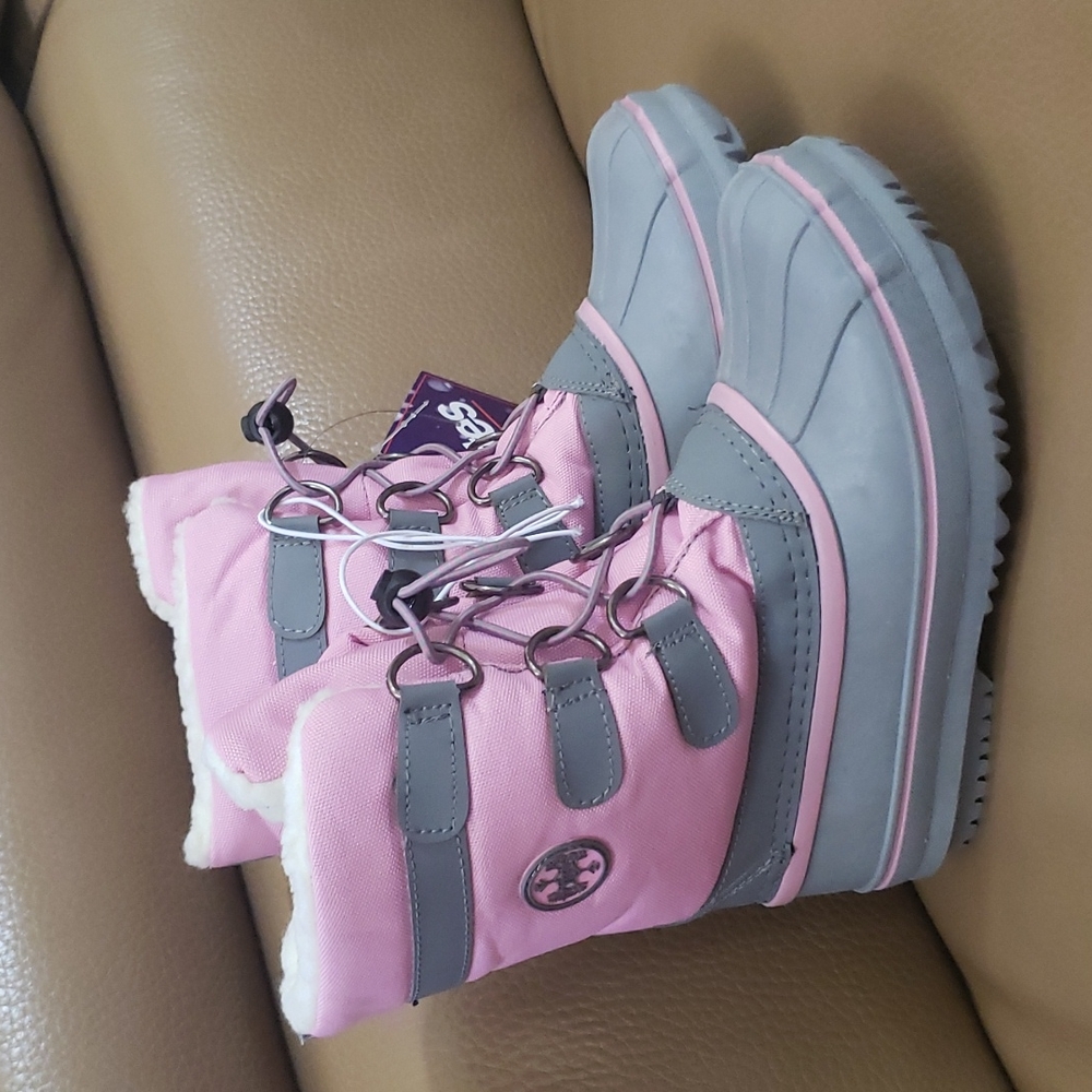 Totes Kids- very warm boots in gray/pink